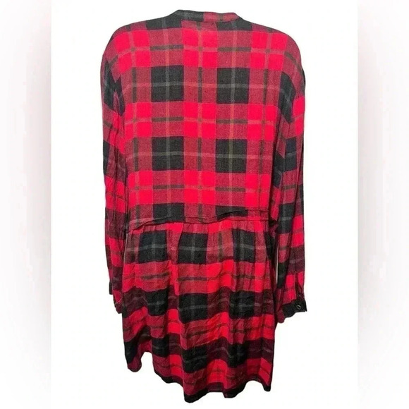 Zara Size XL Red Plaid Mini Dress with Pockets - Picture 3 of 9